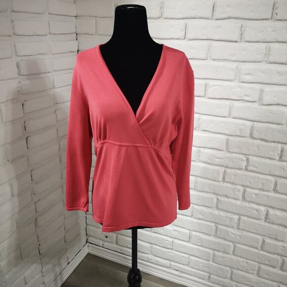 2 / $30.00 - Talbots Ladies Size Large Salmon 3/4 Length Sleeves Top - Picture 1 of 10